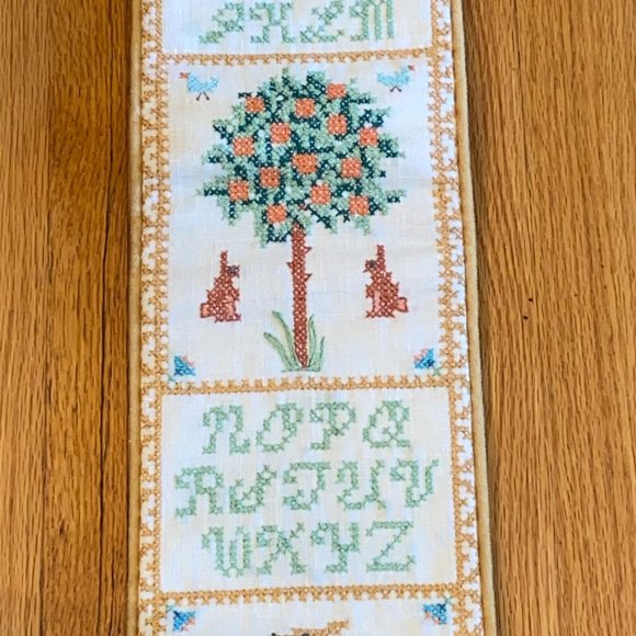 Mid Century Embroidered Sampler Bell Pull - Picture 3 of 13